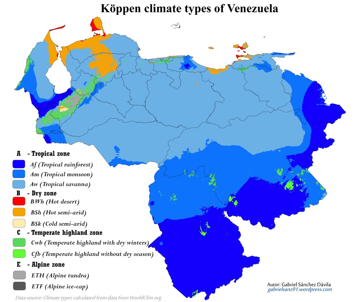 kort af venesúela loftslag