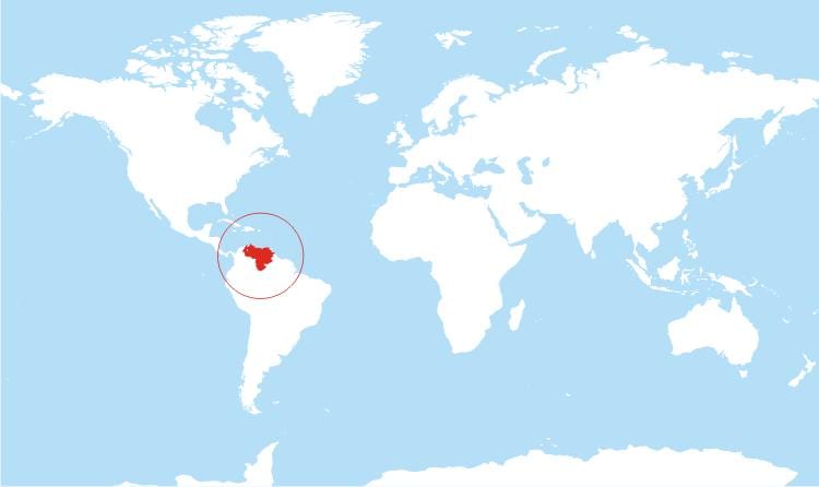 kort af venesúela staðsetningu á world